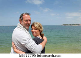 Senior couple enjoying sea view