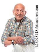 Senior man smiling isolated on white