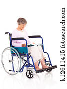 senior woman sitting on wheelchair