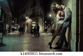Sensual loving couple kissing in the dead of the night Sensual loving couple kissing in the dead of the night