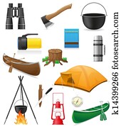 set icons items for outdoor recreation illustration set icons items for outdoor recreation illustration
