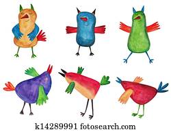 Set of cartoon birds Set of cartoon birds