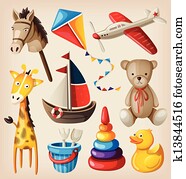 Set of colorful vintage toys Set of colorful vintage toys