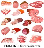 set of different kinds of meat set of different kinds of meat