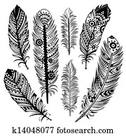 Set of ethnic feathers Set of ethnic feathers