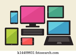 Set of tablet, computers and smart phone Set of tablet, computers and smart phone