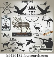 Set of vintage labels on hunting. Set of vintage labels on hunting.