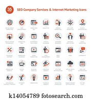 set, van, seo, en, marketing, iconen