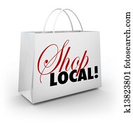 Shop Local Support Community Shopping Bag Words