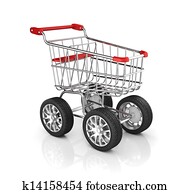 shopping cart, hos, automobilen, hjul
