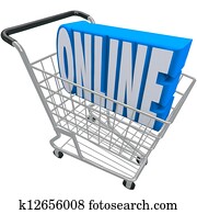 shopping linha, carreta, cesta, palavra, internet, teia, loja