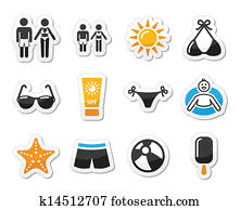 sija, krasts, brīvdienas, vector, icons