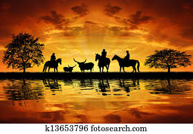 Silhouette cowboys Silhouette cowboys