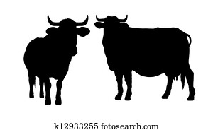silhouette of a cow and a bull silhouette of a cow and a bull