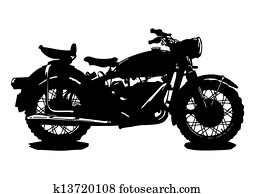 Silhouette of an old motorcycle. Silhouette of an old motorcycle.
