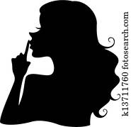 Silhouette of Girl Whispering Silhouette of Girl Whispering