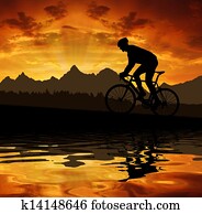 silhouette of the cyclist silhouette of the cyclist
