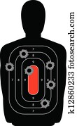 Silhouette Shooting Range Gun Target with Bullet Holes Silhouette Shooting Range Gun Target with Bullet Holes