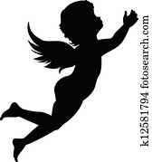silhouette, von, ein, engelchen silhouette, von, ein, engelchen