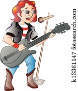 Singer Guitarist, illustration Singer Guitarist, illustration