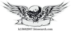 skull with wings at gray basis skull with wings at gray basis