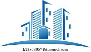 Skyline buildings real estate logo Skyline buildings real estate logo