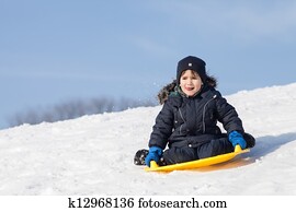 sledding, em, tempo inverno