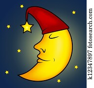 Sleeping moon illustration Sleeping moon illustration