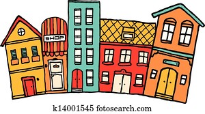 Small cartoon town / Cute colorful neighborhood Small cartoon town / Cute colorful neighborhood