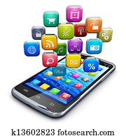 Smartphone with cloud of icons Smartphone with cloud of icons