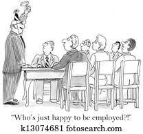 Smiling boss wants to celebrate employment Smiling boss wants to celebrate employment