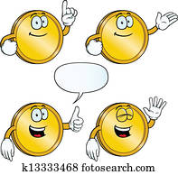 Smiling golden coin set