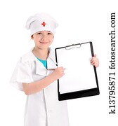 Smiling young nurse showing medical report