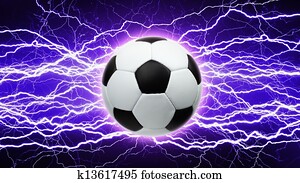 Soccer ball, bright lightnings Soccer ball, bright lightnings