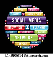 social, medios, concepto, círculo