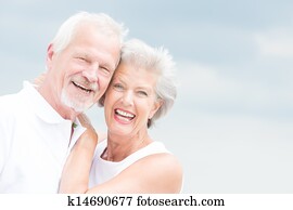 sonriente, pareja mayor