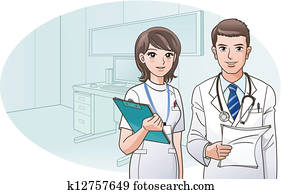 sourire, confiant, médecin infirmière