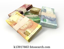 South African Rand Notes Bundles Stack South African Rand Notes Bundles Stack