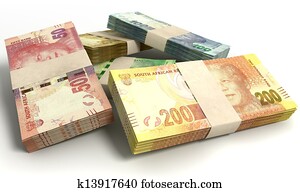 South African Rand Notes Bundles Stack South African Rand Notes Bundles Stack