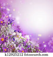 Spring bouquet from white and purple flowers Spring bouquet from white and purple flowers