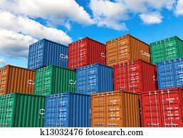 Stacked cargo containers in port Stacked cargo containers in port