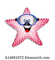 starfish with snorkel mask starfish with snorkel mask