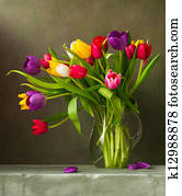Still life with colorful tulips Still life with colorful tulips