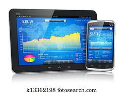 stock market, auf, beweglich, vorrichtungen
