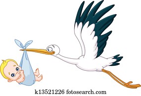 Stork and baby boy