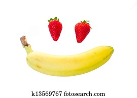 strawberries and a banana making a smiling face strawberries and a banana making a smiling face