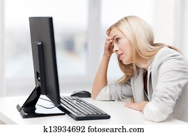stressed woman with computer