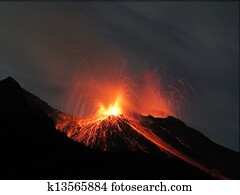 Strombolian, erupção, vulcão