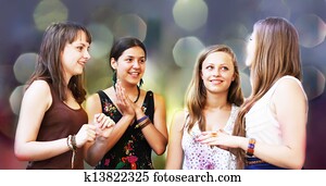 Students girls at conversation Students girls at conversation