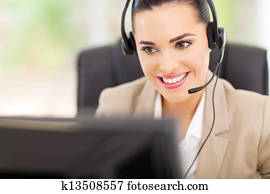 support center operator with headset support center operator with headset